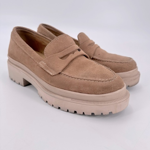 Portland Leather Patina Suede Chunky Zoe Platform Loafers Size 8.5 - Picture 1 of 7